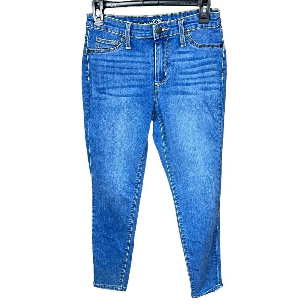 Universal Thread Jean Jeggings Blue Medium Wash Denim 5 Pocket Zipper Size 4